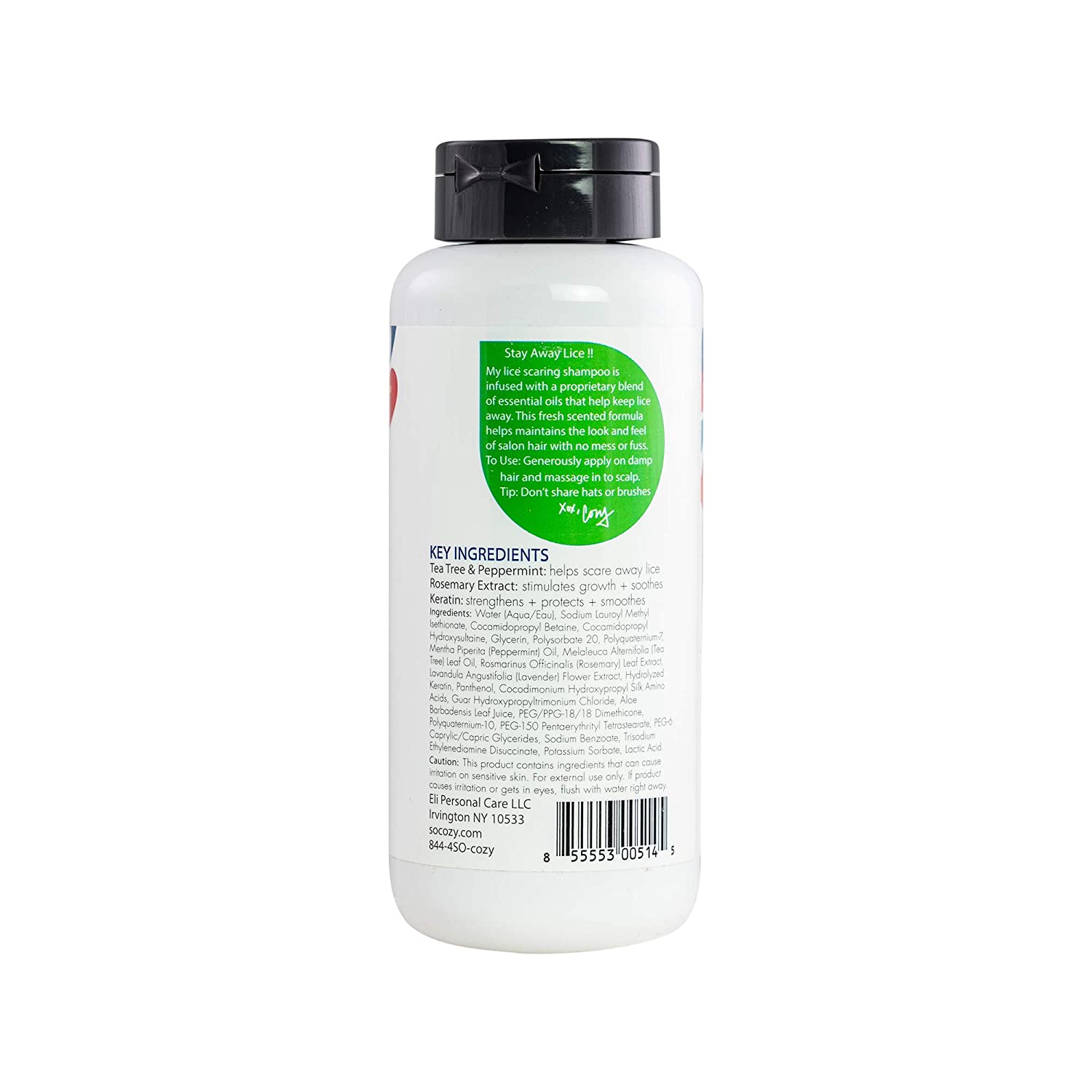 SoCozy Boo! Lice Scaring Shampoo 8oz Bottle Back