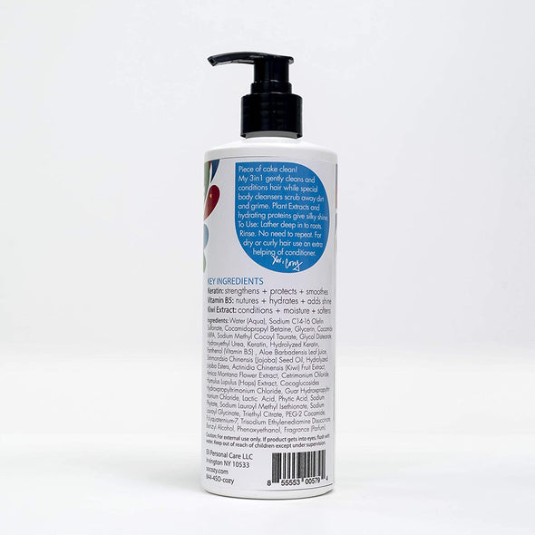 SoCozy 3-in-1 (Shampoo + Conditioner + Body Wash) Back of Bottle